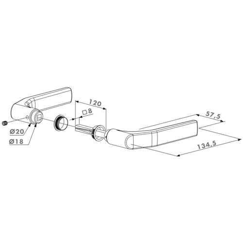 BÉQUILLE DOUBLE ALUMINIUM CARRÉ 8 MM POUR PORTAIL