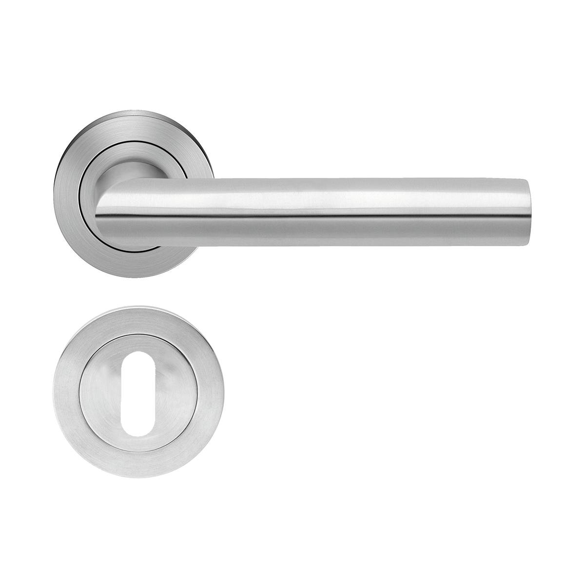 VERONA, BEQUILLES SUR ROSACE, CLÉ L, INOX SATINÉ