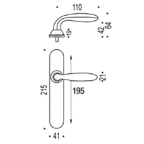 OPÉRA CHROMÉ VELOURS CLÉ L SUR PLAQUE 195 MM