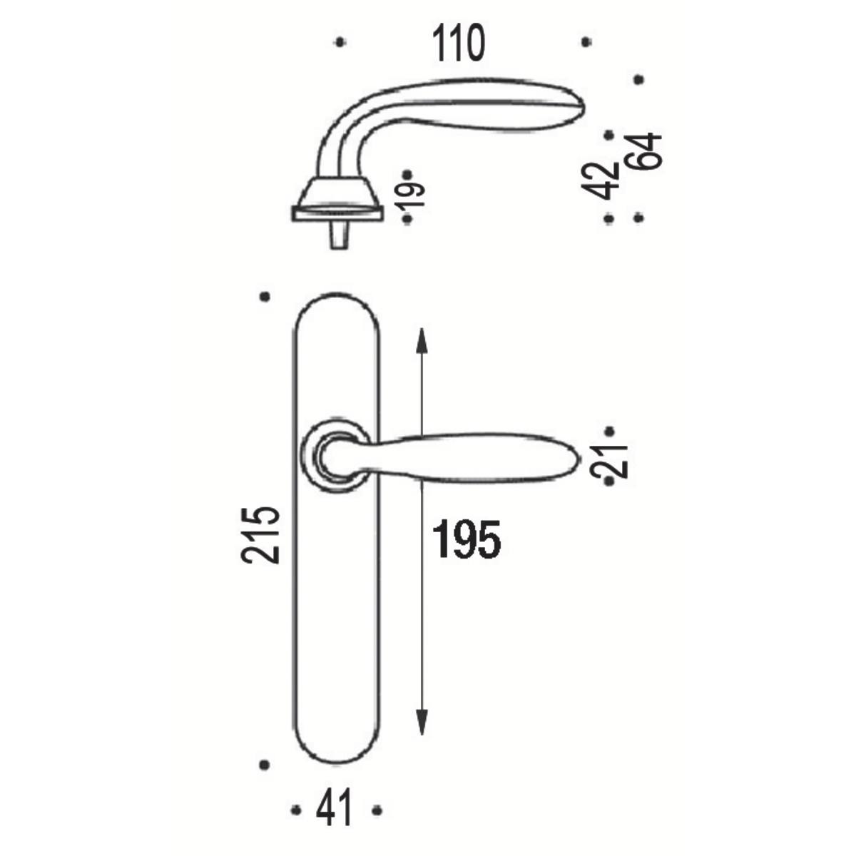 OPÉRA CHROMÉ VELOURS CLÉ L SUR PLAQUE 195 MM