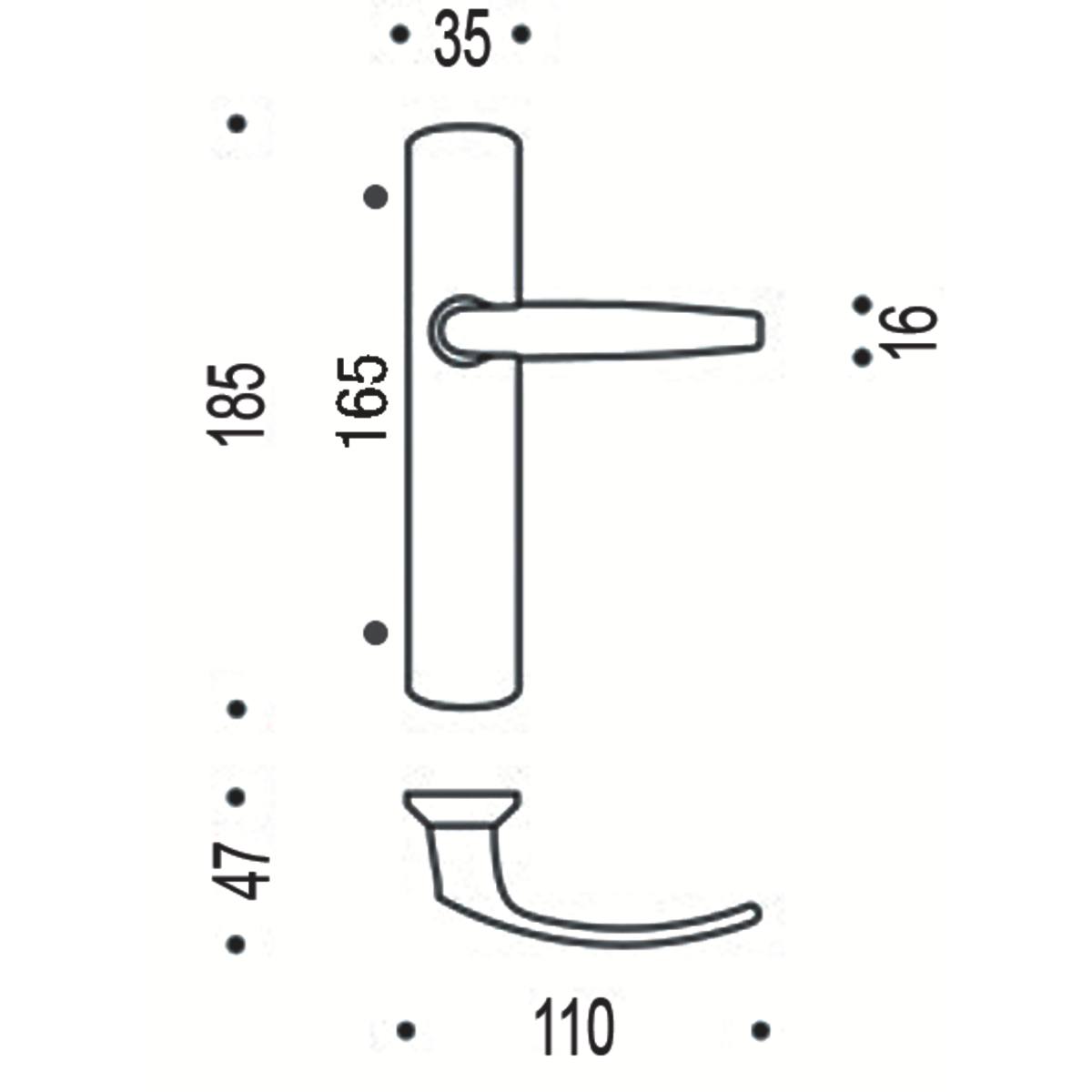 RIV-ANGERS CHROMÉ MIROIR BEC DE CANE SUR PLAQUE 165 MM
