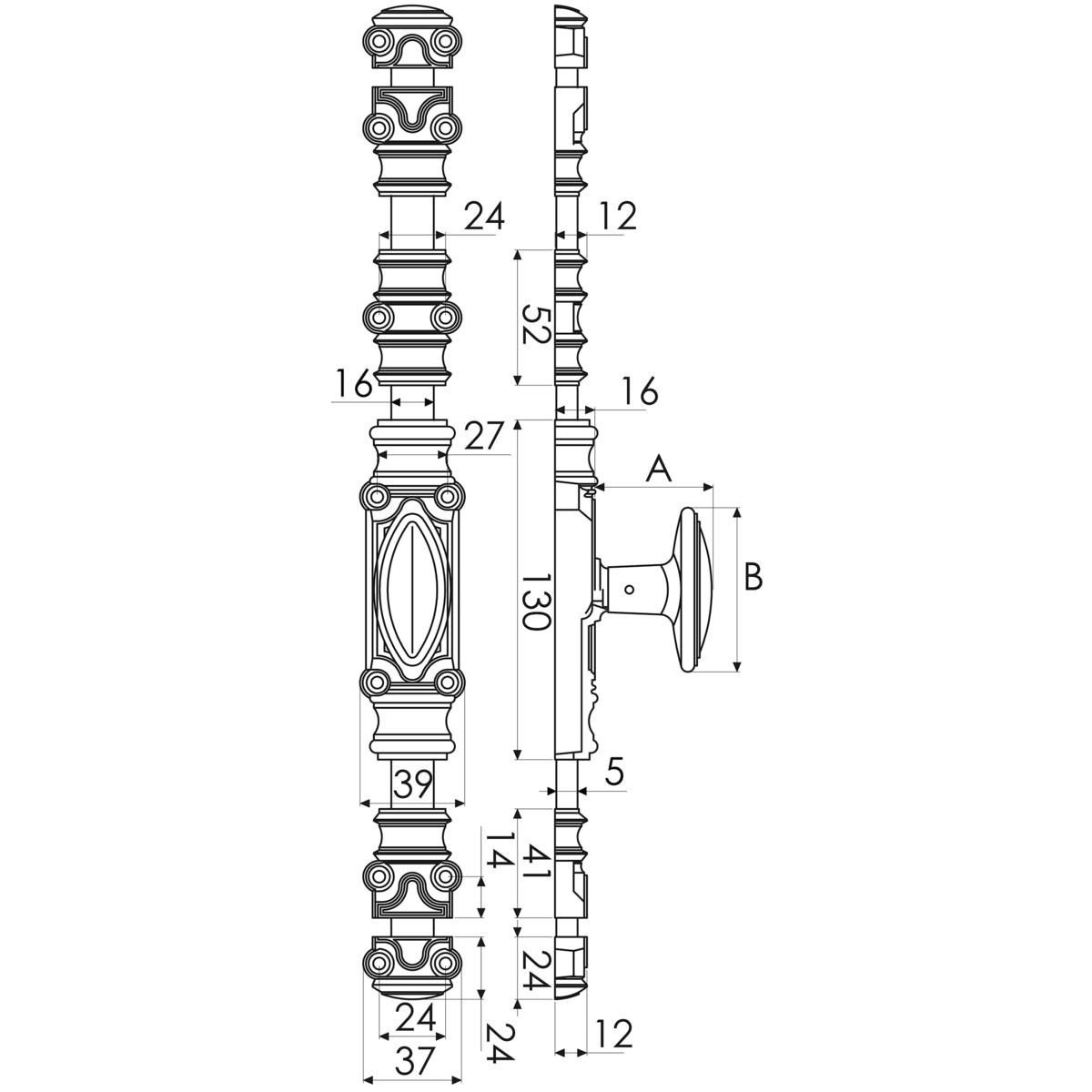 CRÉMONE FONTE RUSTIQUE RY16 APPRÊT GRIS