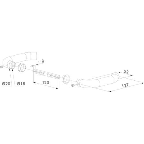 BÉQUILLE DOUBLE INOX C.8 POUR PORTAIL 80à90mm