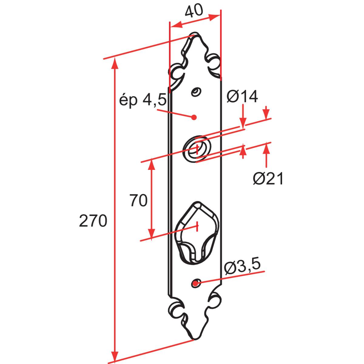 PLAQUE POUR SERRURE DE PORTAIL