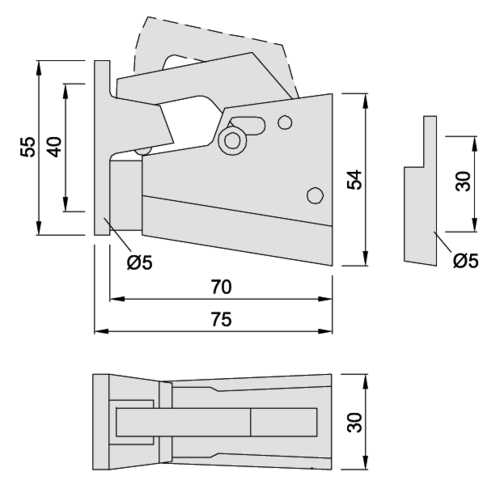 ARRÊT DE PORTE À CROCHET, ALU BLANC