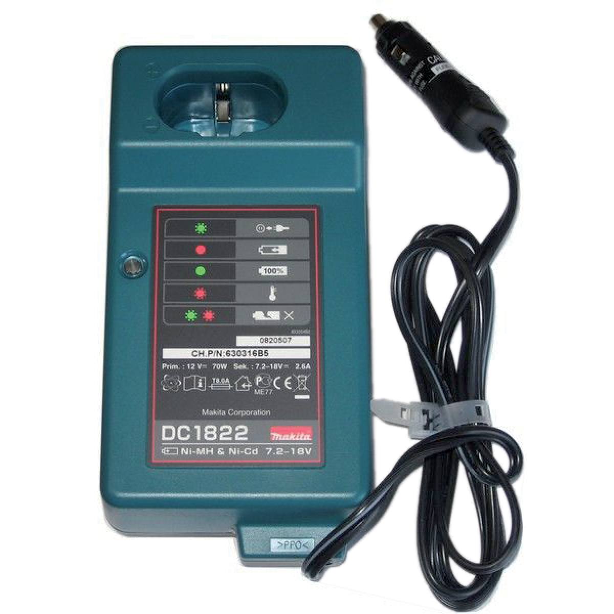 CHARGEUR À BRANCHER SUR ALLUME CIGARE POUR BATTERIE MAKITA de 7,2 V À 18 V