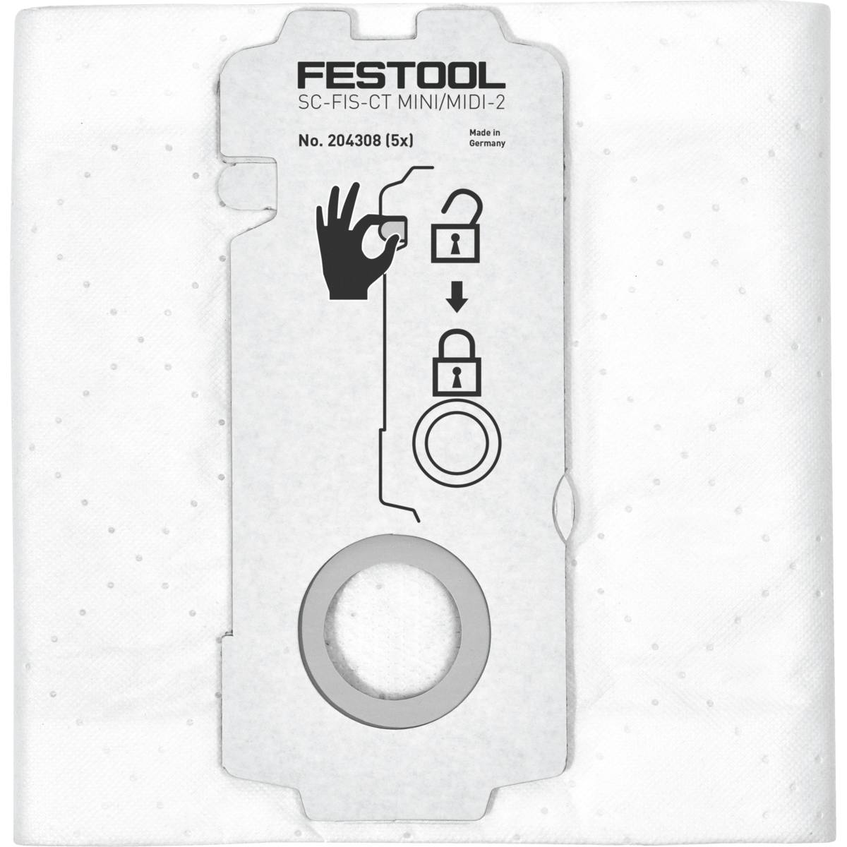 BOÎTE 5 SACS FILTRES POUR ASPIRATEURS FESTOOL CT MINI, CT MIDI, CT 15