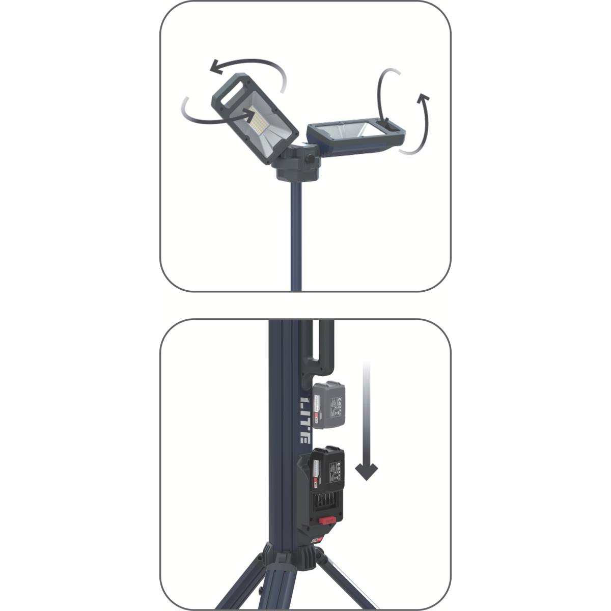 PROJECTEUR SUR TRÉPIED SUR BATTERIE ET SECTEUR