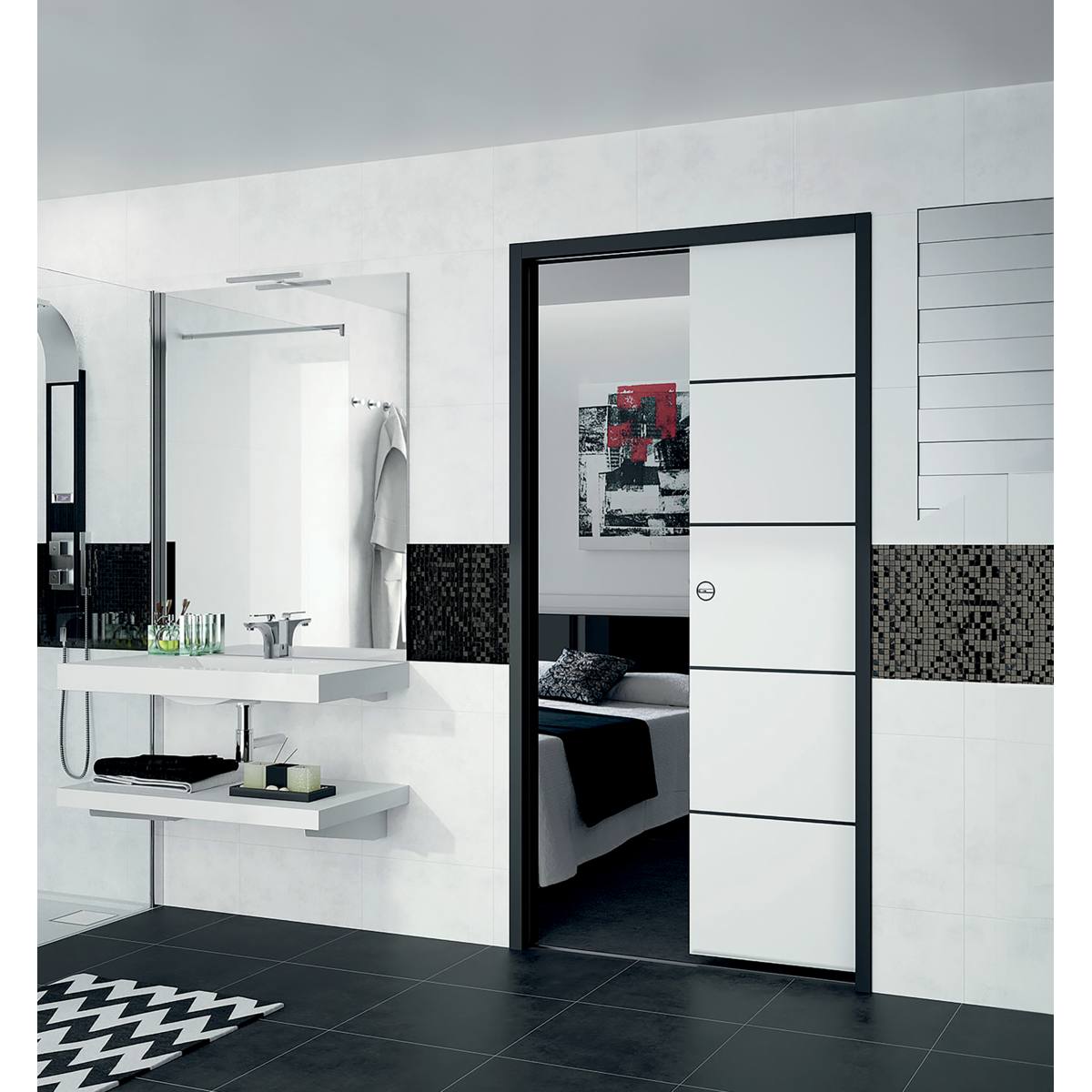 CHÂSSIS SILLAGE INTÉGRAL DOUBLE AMORTISSEUR POUR PORTE À GALANDAGE 830 MM