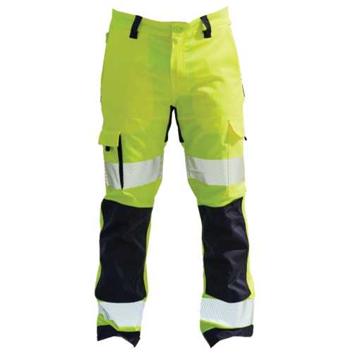 PANTALON HAUTE VISIBILITÉ LÉON PG HV JAUNE FLUO & MARINE T.36