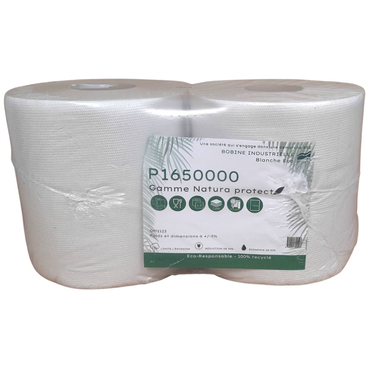 PAPIER D'ESSUYAGE BLANC GAUFRÉ 600 FORMATS 210 x 230 mm (2 BOBINES)