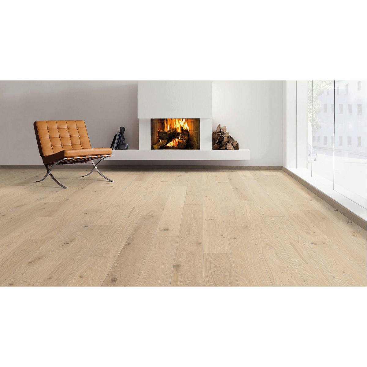 PARQUET CONTRECOLLÉ À L'ANCIENNE SÉRIE 4000 CHÊNE BLANC CRÊME CÉRUSÉ SAUVAGE BR
