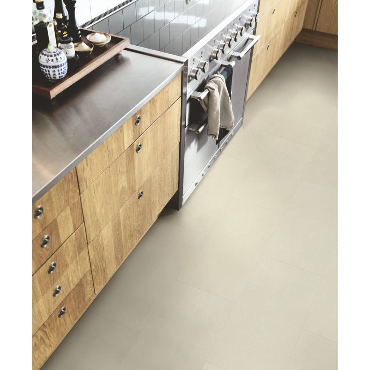 SOL VINYLE RIGIDE SOUS-COUCHE INTÉGRÉE DALLE CALCAIRE BEIGE