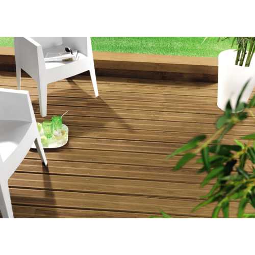 LAME DE TERRASSE PREMIUM BRUN, PROFIL STRIÉ