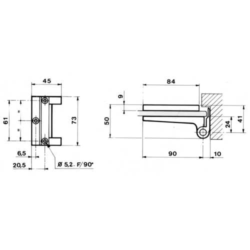 PAUMELLE AVEC FICHE EN APPLIQUE ALUMINIUM ANODISÉ