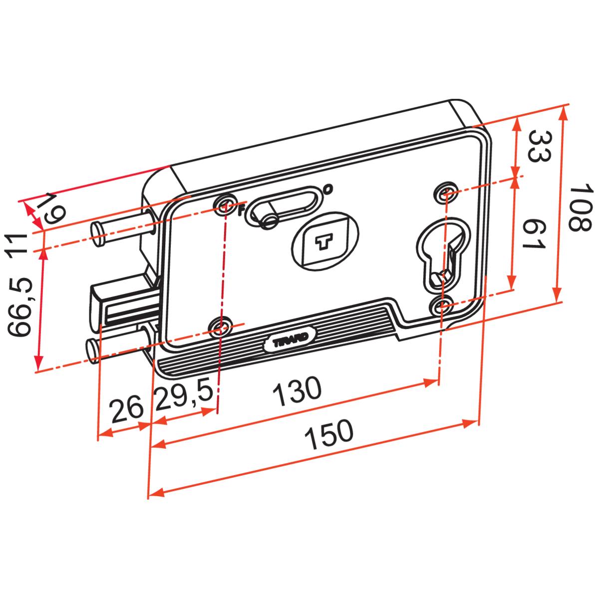 SERRURE DE GARAGE À DEMI-CYLINDRE ET TIRAGE